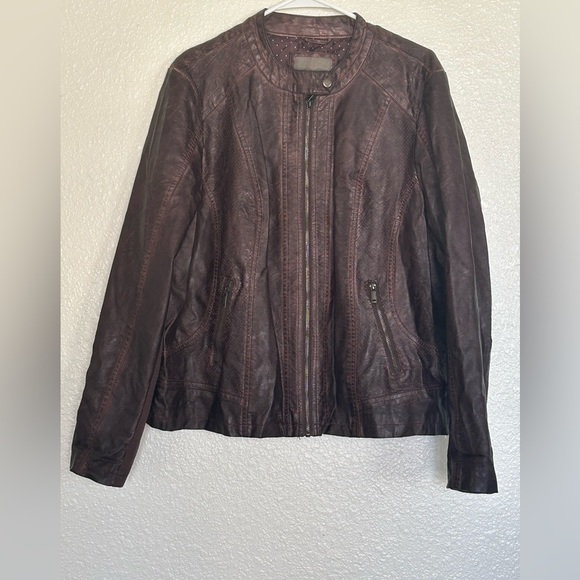 Maurices Faux Leather Brown Jacket Sz. 2 (Plus Sz.) - Picture 1 of 8
